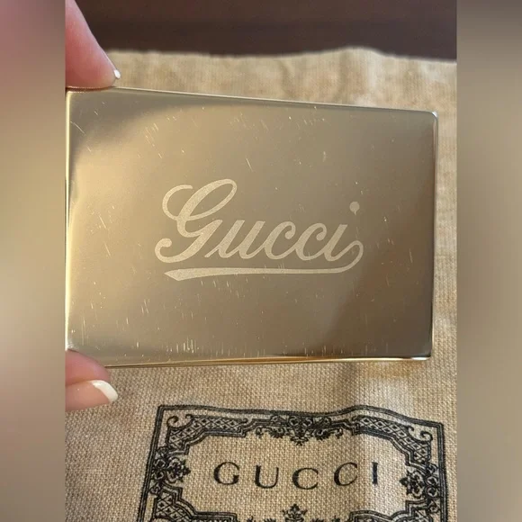 Gucci Gold-Tone Mirror with Brown Leather Sleeve (RARE) - Picture 9 of 9